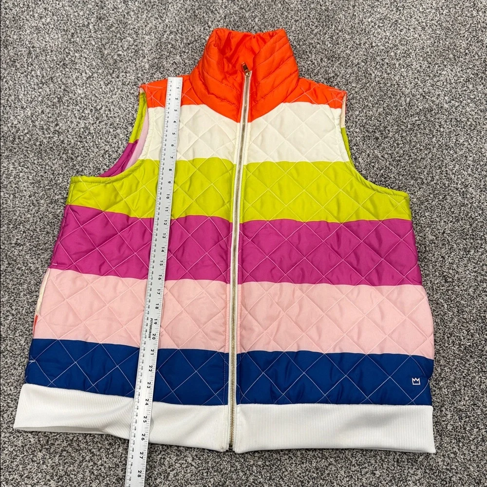 Crown & Ivy Multicolor Striped Colorblock Women’s Quilted Outdoor Vest Size XXL